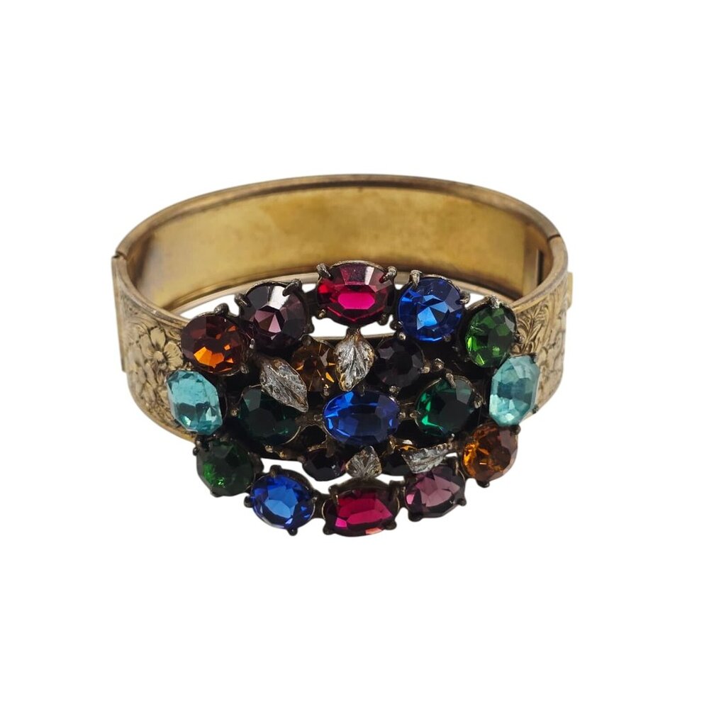 Vintage Stunning Czech Glass Fruit Salad Bangle Bracelet (A9281)